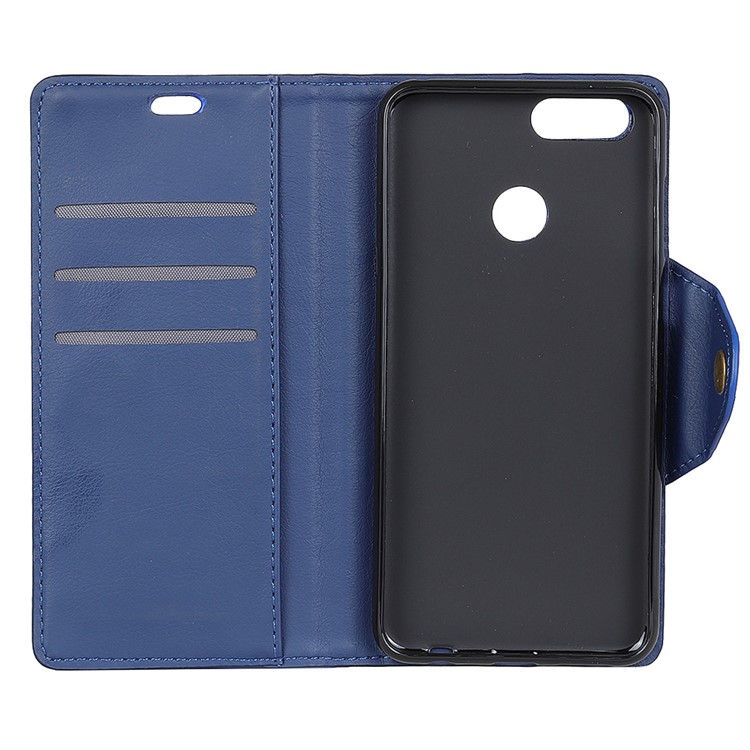 Crazy Horse Textured Leather Wallet Mobile Cover with Stand for Huawei Honor 7X - Blue-4