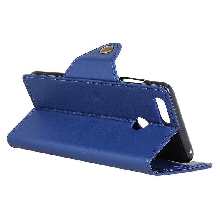 Crazy Horse Textured Leather Wallet Mobile Cover with Stand for Huawei Honor 7X - Blue-5