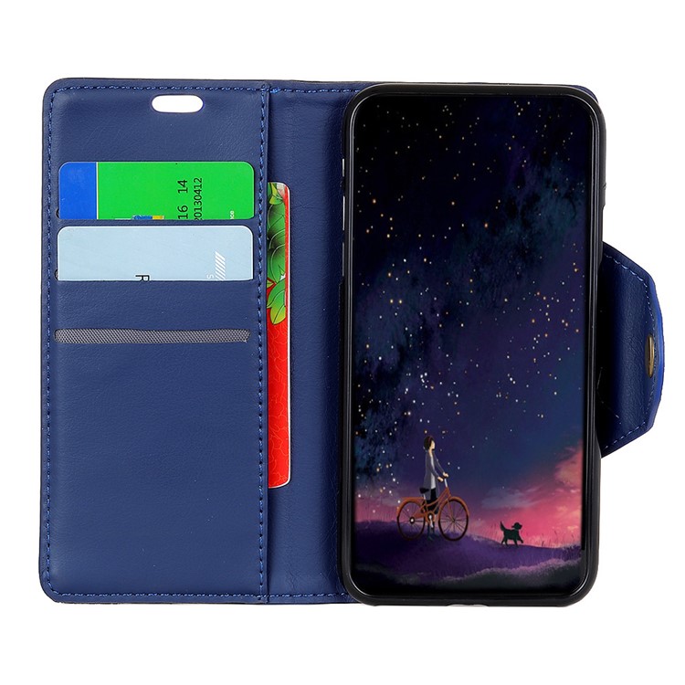 Crazy Horse Textured Leather Wallet Mobile Cover with Stand for Huawei Honor 7X - Blue-6