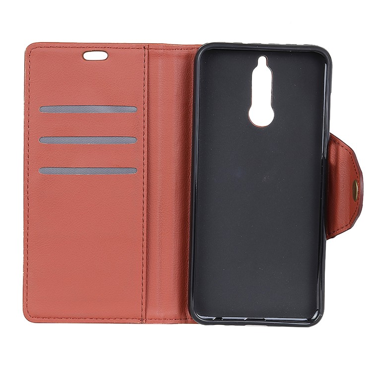 PU Leather Wallet Stand Mobile Folio Cover Shell for Huawei Mate 10 Lite - Brown-5
