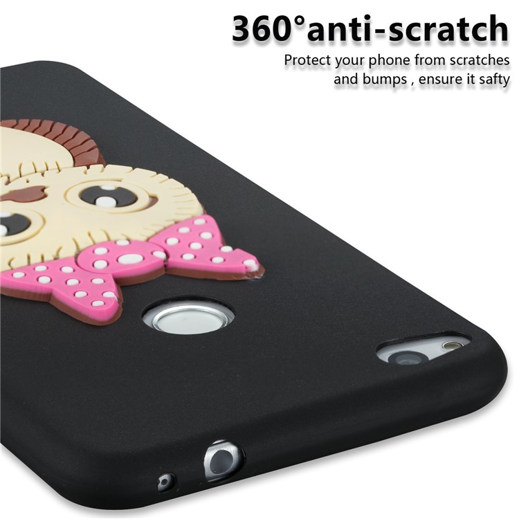 Cute 3D Female Owl TPU Soft Phone Case for Huawei P8 Lite (2017)/Honor 8 Lite - Black-2
