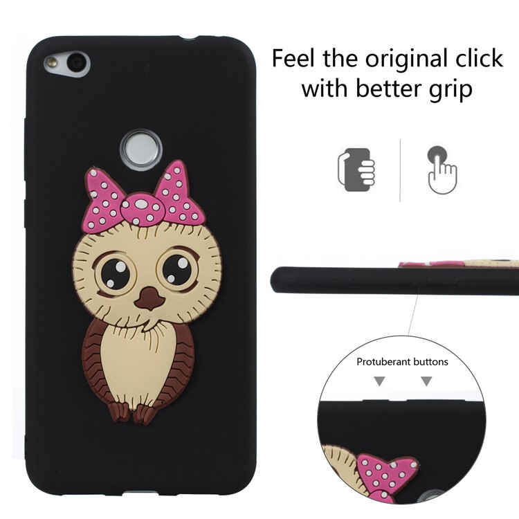 Cute 3D Female Owl TPU Soft Phone Case for Huawei P8 Lite (2017)/Honor 8 Lite - Black-3