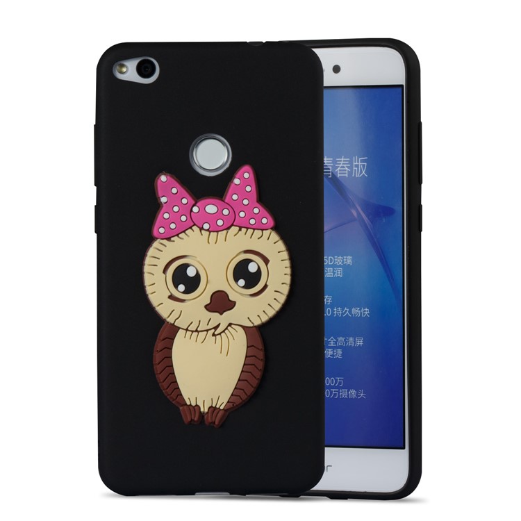 Cute 3D Female Owl TPU Soft Phone Case for Huawei P8 Lite (2017)/Honor 8 Lite - Black-5