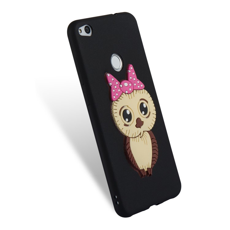 Cute 3D Female Owl TPU Soft Phone Case for Huawei P8 Lite (2017)/Honor 8 Lite - Black-6