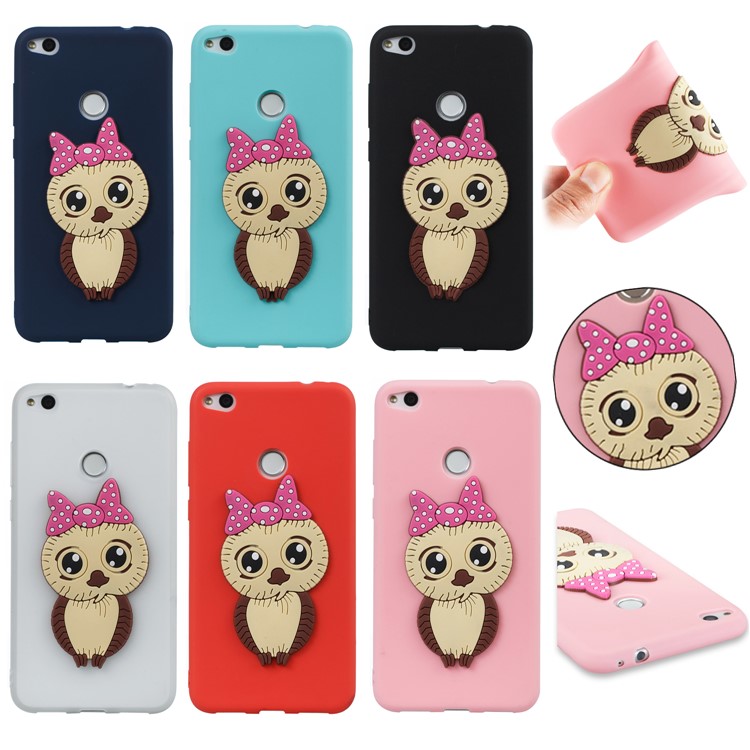 Cute 3D Female Owl TPU Soft Phone Case for Huawei P8 Lite (2017)/Honor 8 Lite - Black-7