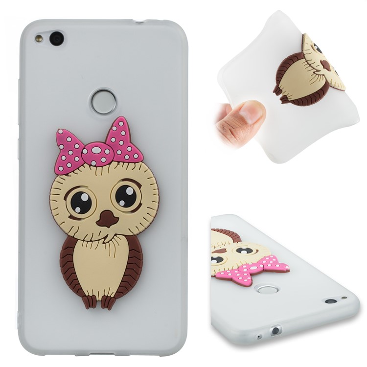 Cute 3D Female Owl TPU Soft Phone Cover for Huawei P8 Lite (2017)/Honor 8 Lite - White-1