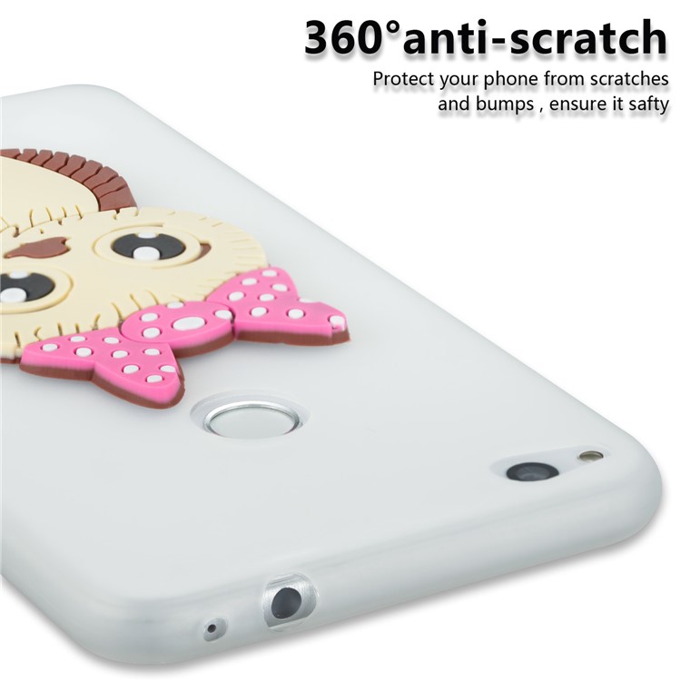 Cute 3D Female Owl TPU Soft Phone Cover for Huawei P8 Lite (2017)/Honor 8 Lite - White-2