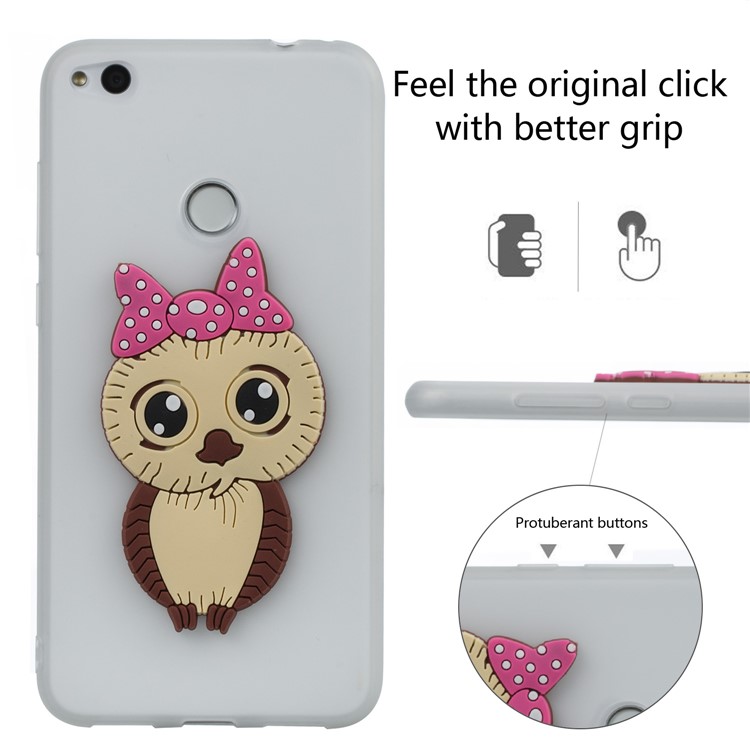 Cute 3D Female Owl TPU Soft Phone Cover for Huawei P8 Lite (2017)/Honor 8 Lite - White-3