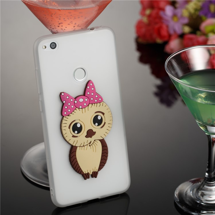 Cute 3D Female Owl TPU Soft Phone Cover for Huawei P8 Lite (2017)/Honor 8 Lite - White-4