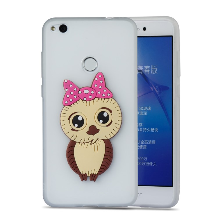 Cute 3D Female Owl TPU Soft Phone Cover for Huawei P8 Lite (2017)/Honor 8 Lite - White-5
