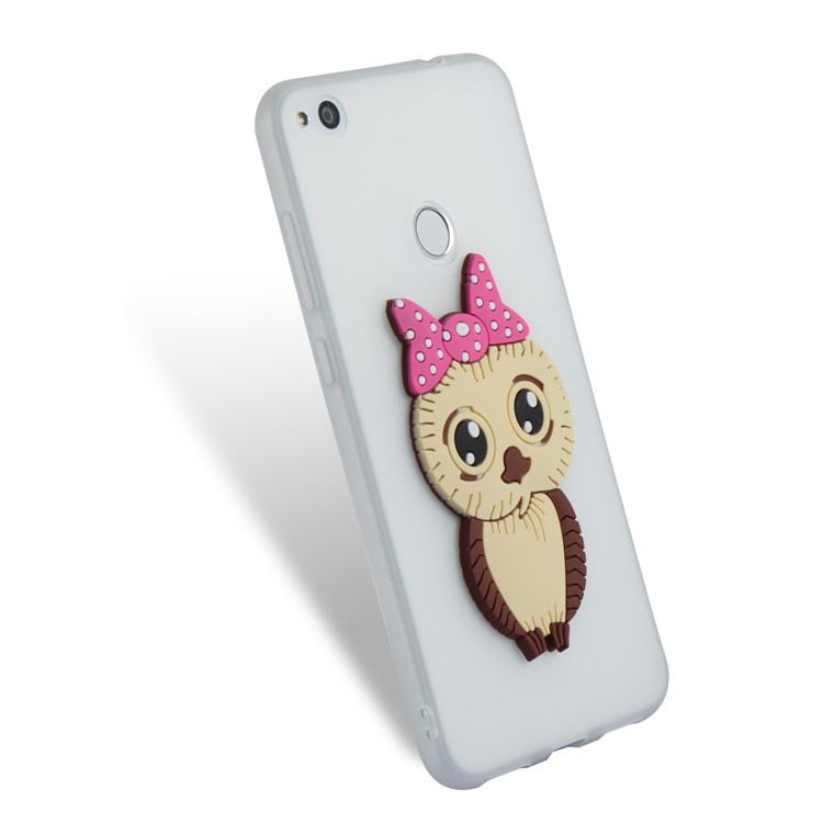 Cute 3D Female Owl TPU Soft Phone Cover for Huawei P8 Lite (2017)/Honor 8 Lite - White-6