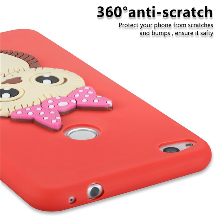 Cute 3D Female Owl TPU Soft Phone Shell for Huawei P8 Lite (2017)/Honor 8 Lite - Red-2