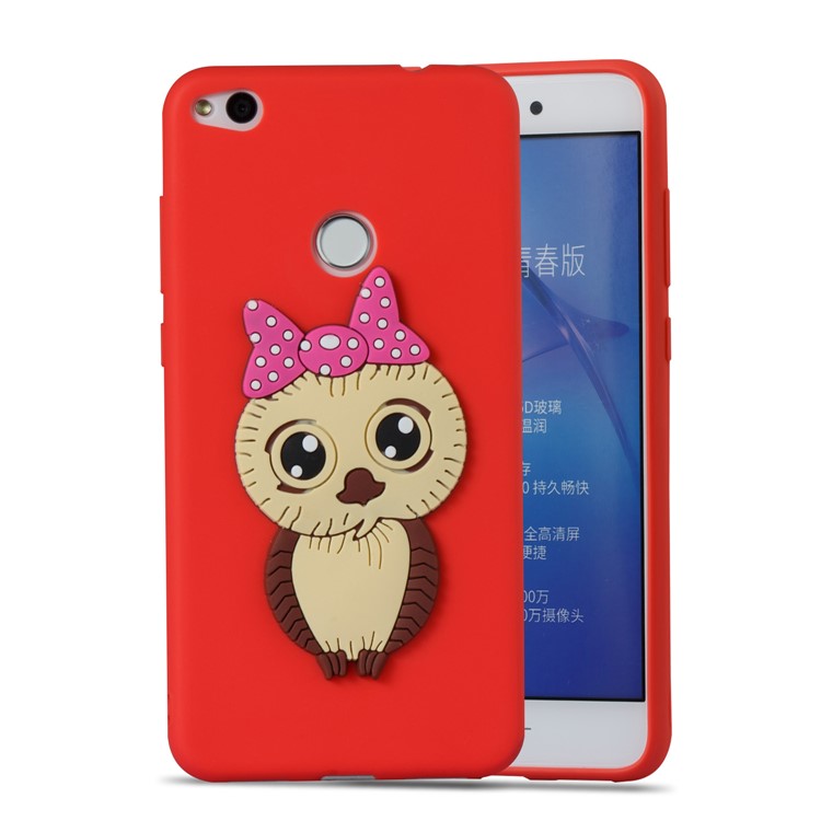 Cute 3D Female Owl TPU Soft Phone Shell for Huawei P8 Lite (2017)/Honor 8 Lite - Red-5