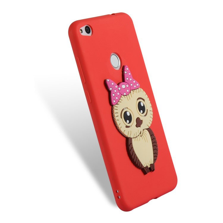 Cute 3D Female Owl TPU Soft Phone Shell for Huawei P8 Lite (2017)/Honor 8 Lite - Red-6