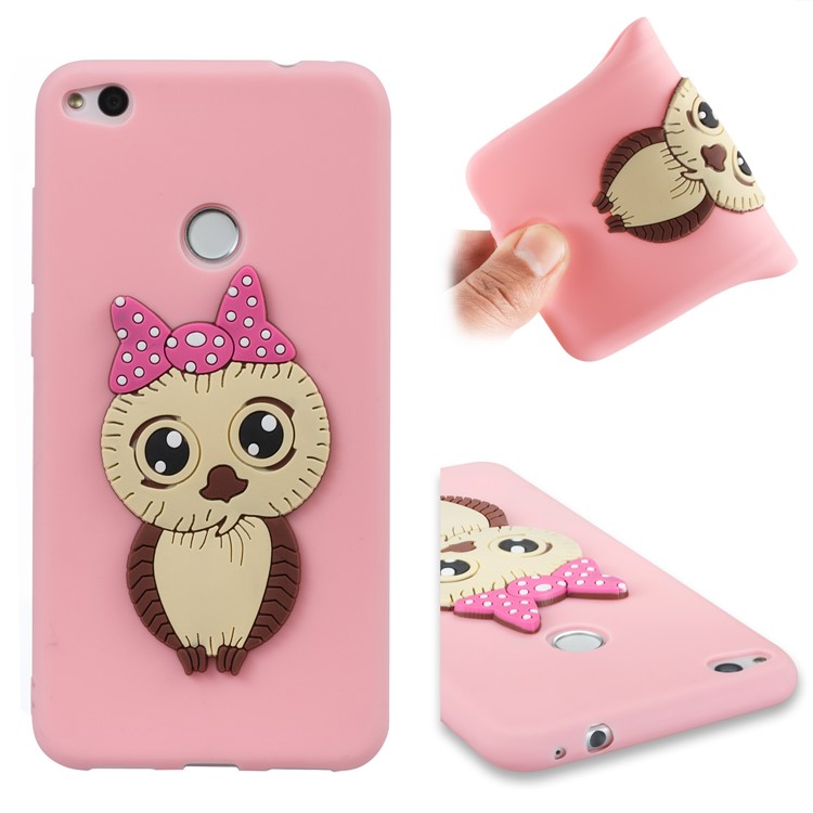 Cute 3D Female Owl TPU Soft Phone Casing for Huawei P8 Lite (2017)/Honor 8 Lite - Pink-1