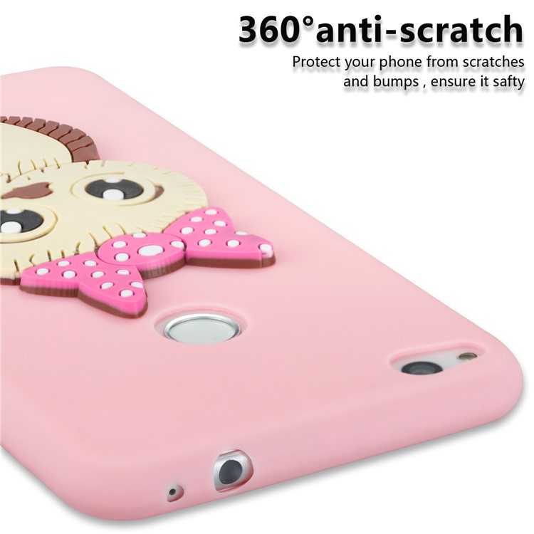 Cute 3D Female Owl TPU Soft Phone Casing for Huawei P8 Lite (2017)/Honor 8 Lite - Pink-2