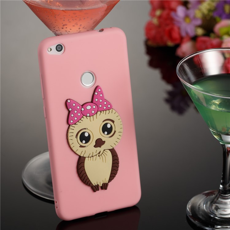 Cute 3D Female Owl TPU Soft Phone Casing for Huawei P8 Lite (2017)/Honor 8 Lite - Pink-4