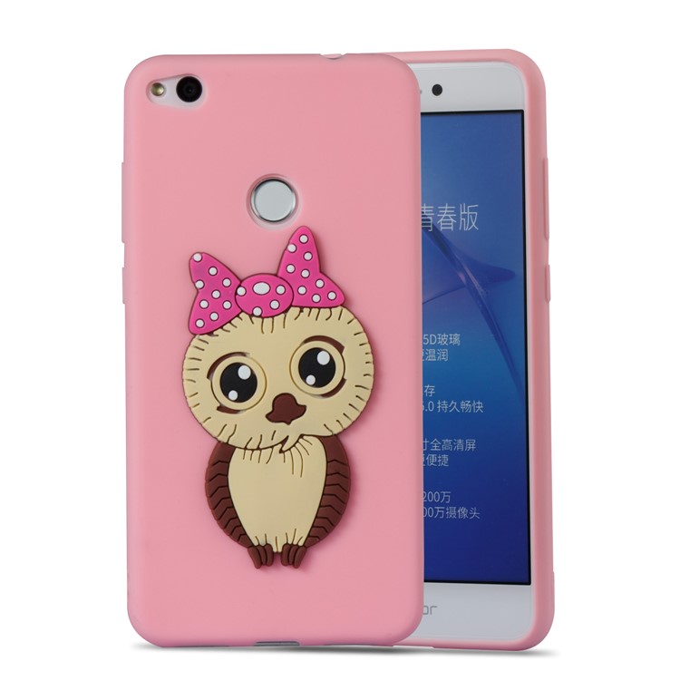Cute 3D Female Owl TPU Soft Phone Casing for Huawei P8 Lite (2017)/Honor 8 Lite - Pink-5