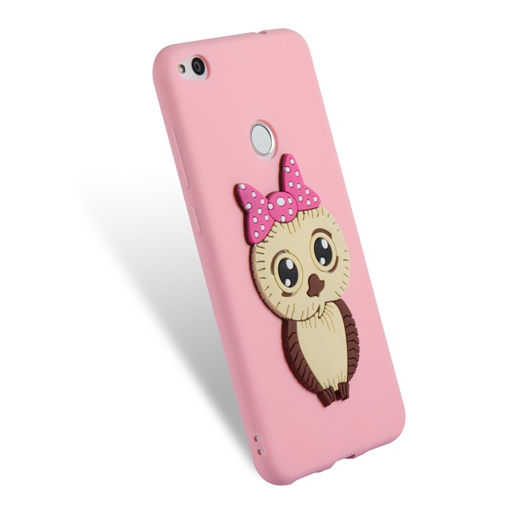Cute 3D Female Owl TPU Soft Phone Casing for Huawei P8 Lite (2017)/Honor 8 Lite - Pink-6