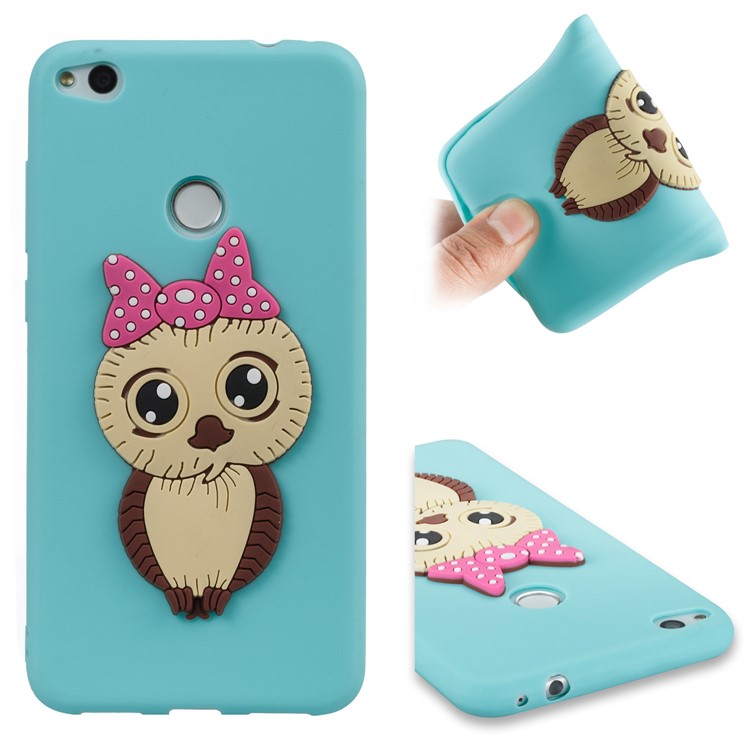 Cute 3D Female Owl TPU Soft Mobile Phone Case for Huawei P8 Lite (2017)/Honor 8 Lite - Baby Blue-1