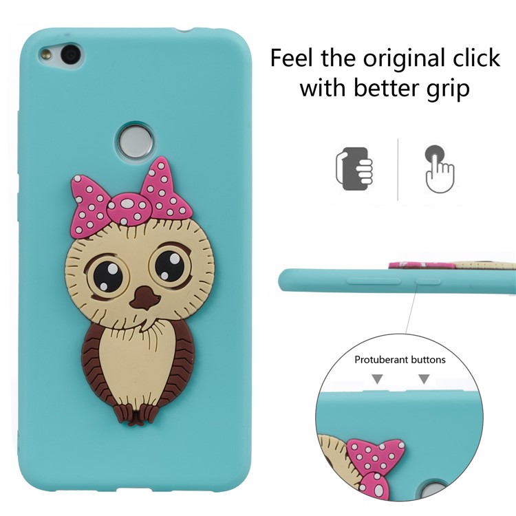 Cute 3D Female Owl TPU Soft Mobile Phone Case for Huawei P8 Lite (2017)/Honor 8 Lite - Baby Blue-3