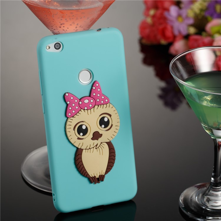 Cute 3D Female Owl TPU Soft Mobile Phone Case for Huawei P8 Lite (2017)/Honor 8 Lite - Baby Blue-4