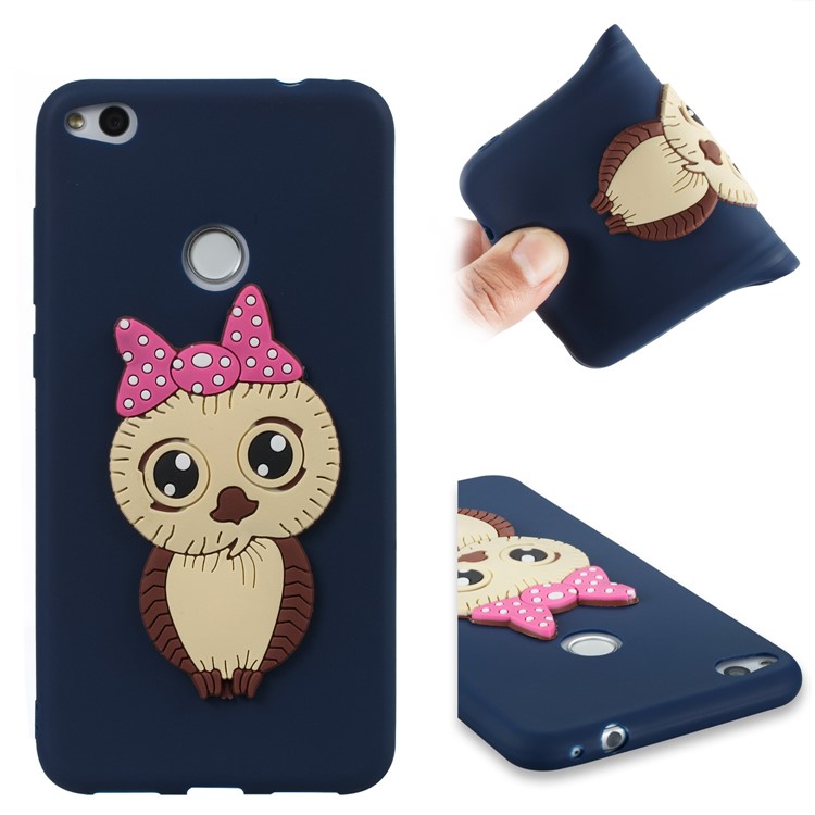 Cute 3D Female Owl TPU Soft Back Case for Huawei P8 Lite (2017)/Honor 8 Lite - Dark Blue-1