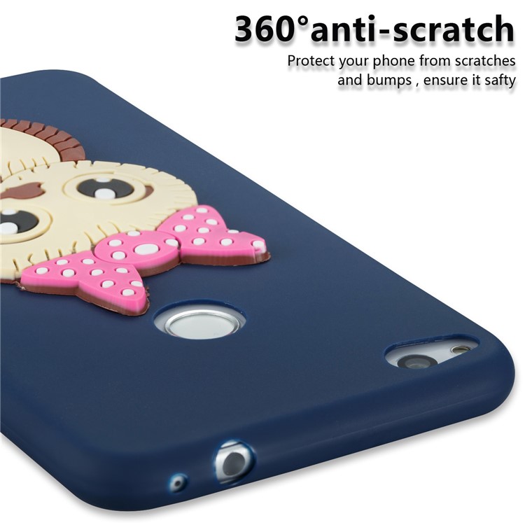 Cute 3D Female Owl TPU Soft Back Case for Huawei P8 Lite (2017)/Honor 8 Lite - Dark Blue-2