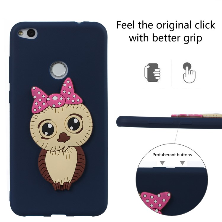 Cute 3D Female Owl TPU Soft Back Case for Huawei P8 Lite (2017)/Honor 8 Lite - Dark Blue-3