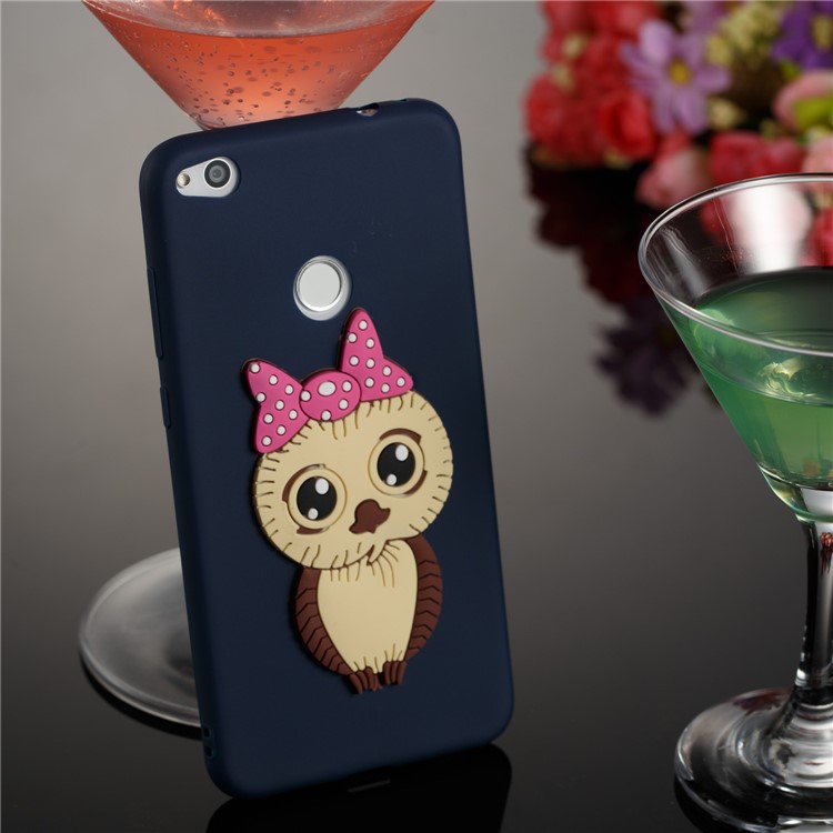 Cute 3D Female Owl TPU Soft Back Case for Huawei P8 Lite (2017)/Honor 8 Lite - Dark Blue-4