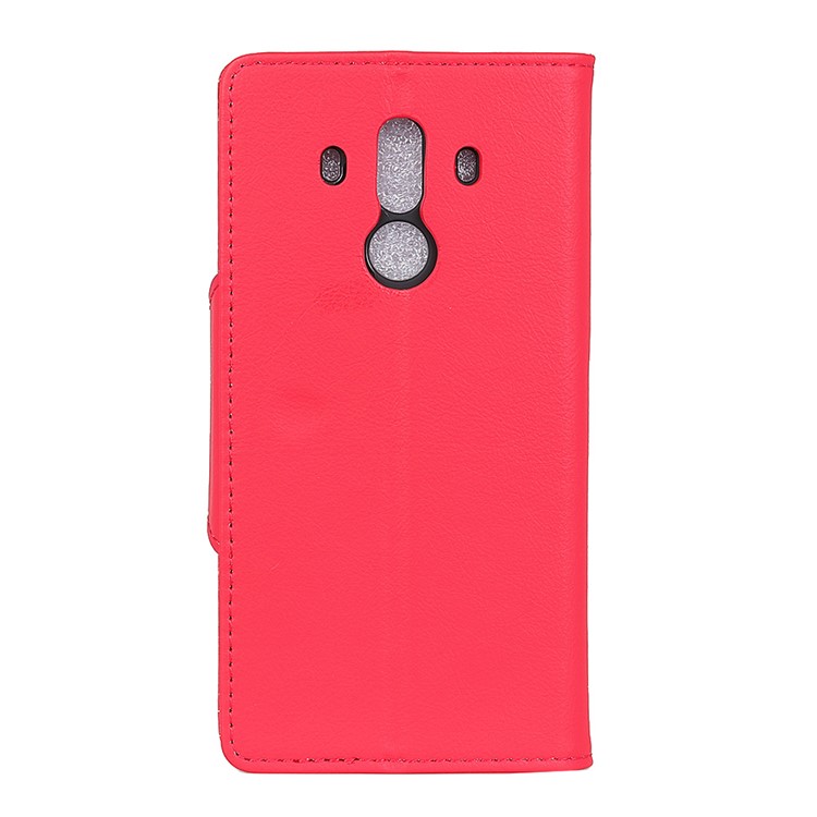 Crazy Horse Textured Leather Wallet Stand Phone Casing for Huawei Mate 10 Pro - Red-4