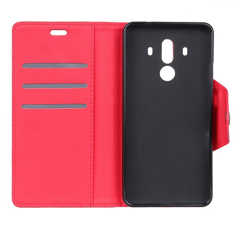 Crazy Horse Textured Leather Wallet Stand Phone Casing for Huawei Mate 10 Pro - Red-5