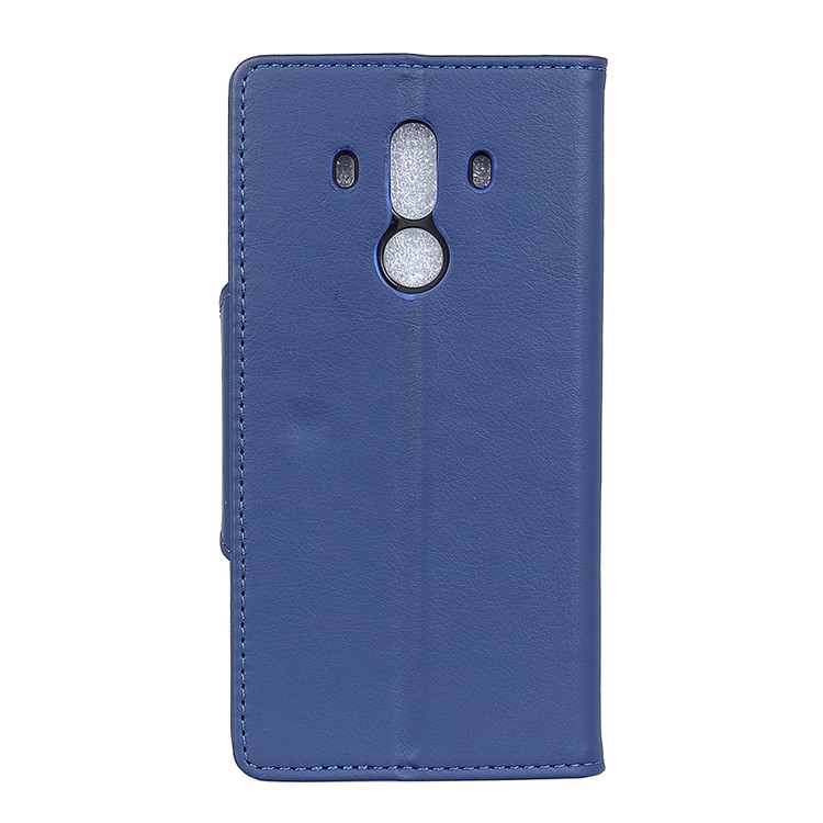Crazy Horse Textured Leather Wallet Case with Stand for Huawei Mate 10 Pro - Blue-4
