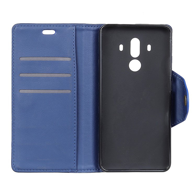 Crazy Horse Textured Leather Wallet Case with Stand for Huawei Mate 10 Pro - Blue-5