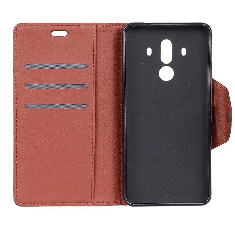 Crazy Horse Textured Leather Wallet Stand Cover Shell for Huawei Mate 10 Pro - Brown-5