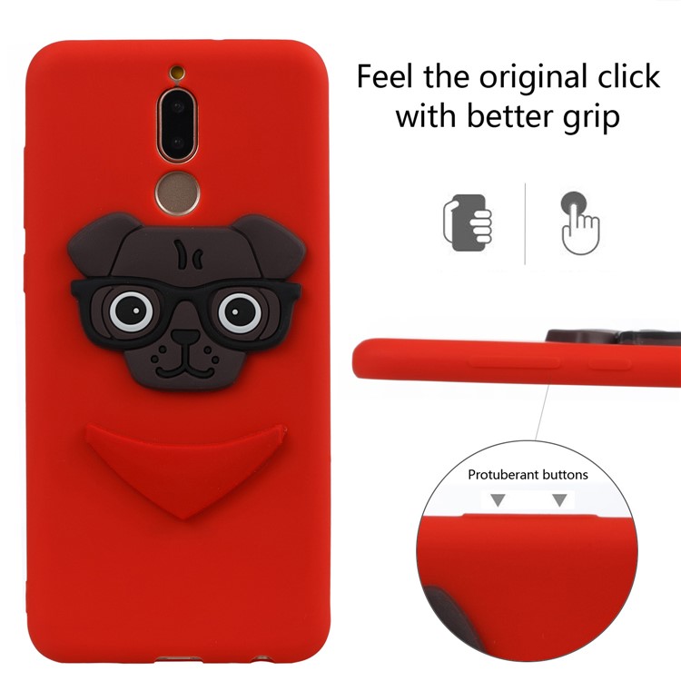 Lovely Dog Pattern TPU Cover for Huawei Mate 10 Lite / nova 2i / Maimang 6 / Honor 9i (India) - Red-3