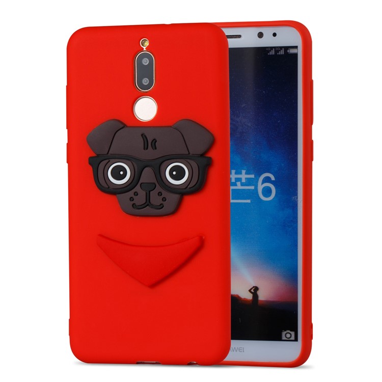 Lovely Dog Pattern TPU Cover for Huawei Mate 10 Lite / nova 2i / Maimang 6 / Honor 9i (India) - Red-5