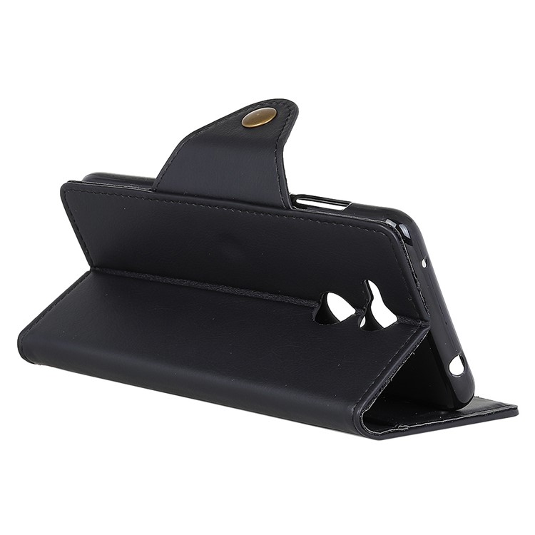 PU Leather Wallet Stand Mobile Phone Case for Huawei Honor V9 Play - Black-6