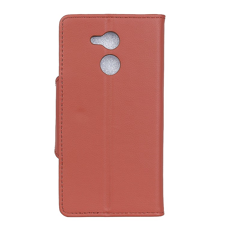 For Huawei Honor V9 Play PU Leather Wallet Stand Mobile Flip Protective Casing - Brown-4