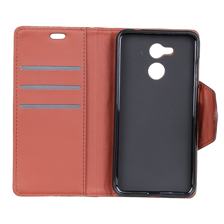 For Huawei Honor V9 Play PU Leather Wallet Stand Mobile Flip Protective Casing - Brown-5