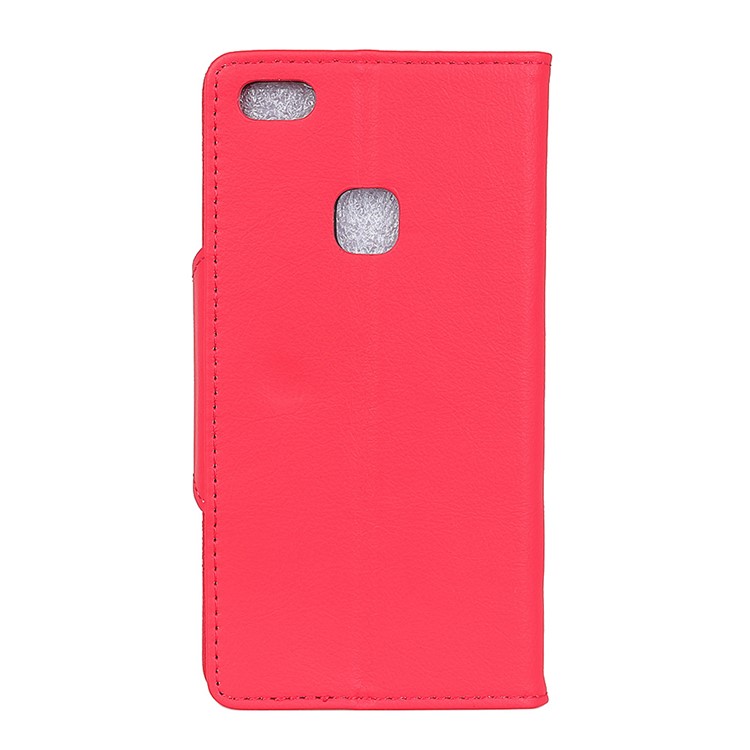 Textured PU Leather Wallet Stand Mobile Accessory Shell for Huawei P10 Lite - Red-4