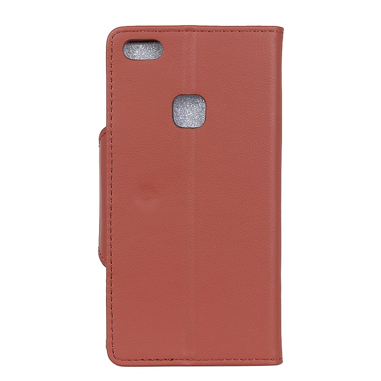 Textured PU Leather Wallet Stand Phone Accessory Cover for Huawei P10 Lite - Brown-4