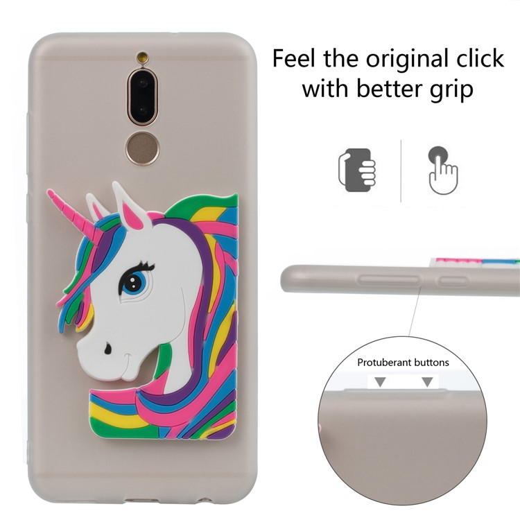 Lovely 3D Unicorn Pattern TPU Cover Accessory for Huawei Mate 10 Lite / nova 2i / Maimang 6 / Honor 9i (India) - White-3