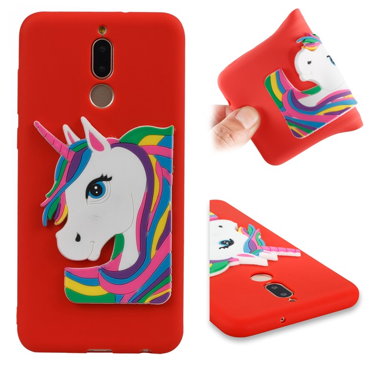 Lovely 3D Unicorn Pattern TPU Phone Cover for Huawei Mate 10 Lite / nova 2i / Maimang 6 / Honor 9i (India) - Red-1