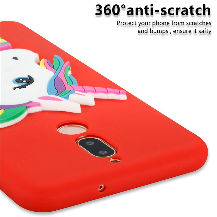 Lovely 3D Unicorn Pattern TPU Phone Cover for Huawei Mate 10 Lite / nova 2i / Maimang 6 / Honor 9i (India) - Red-2