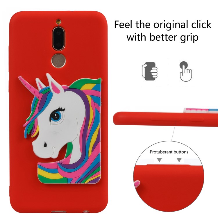 Lovely 3D Unicorn Pattern TPU Phone Cover for Huawei Mate 10 Lite / nova 2i / Maimang 6 / Honor 9i (India) - Red-3