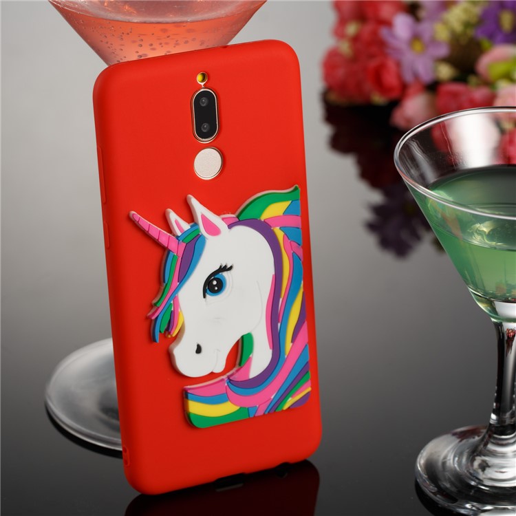 Lovely 3D Unicorn Pattern TPU Phone Cover for Huawei Mate 10 Lite / nova 2i / Maimang 6 / Honor 9i (India) - Red-4