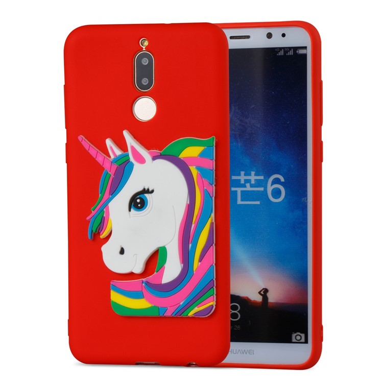 Lovely 3D Unicorn Pattern TPU Phone Cover for Huawei Mate 10 Lite / nova 2i / Maimang 6 / Honor 9i (India) - Red-5