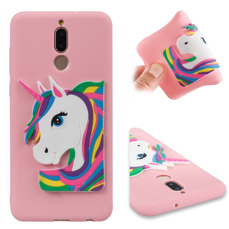 Lovely 3D Unicorn Pattern Soft TPU Mobile Case for Huawei Mate 10 Lite / nova 2i / Maimang 6 / Honor 9i (India) - Pink-1