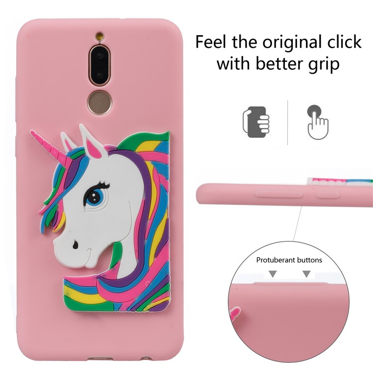 Lovely 3D Unicorn Pattern Soft TPU Mobile Case for Huawei Mate 10 Lite / nova 2i / Maimang 6 / Honor 9i (India) - Pink-3